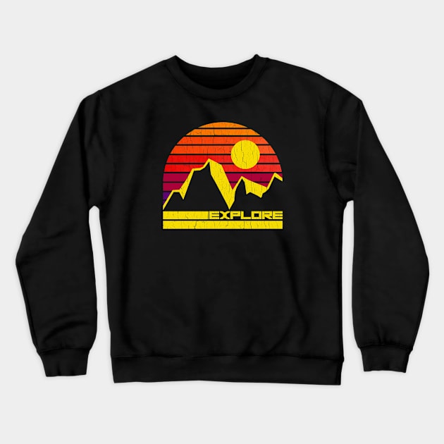 80s Vintage Mountain Explore (distressed look) Crewneck Sweatshirt by robotface